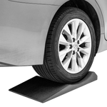 A black 16" wide FlatStoppers car storage ramp with the Maserati logo on the front.