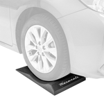 A black 16" wide FlatStoppers car storage ramp with the Maserati logo on the front.