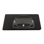 Black rectangular power bank featuring an illuminated Maserati car front design with glowing headlights and trident logo.