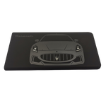 Black rectangular power bank featuring an illuminated Maserati car front design with glowing headlights and trident logo.