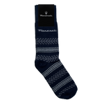 mid-calf socks with a tire tread pattern and the Maserati logo near the top.
