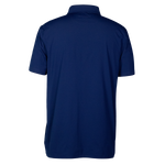 Back of Men's short sleeve button-up shirt in solid color with Maserati debossed custom buttons and a logo on the back nape.
